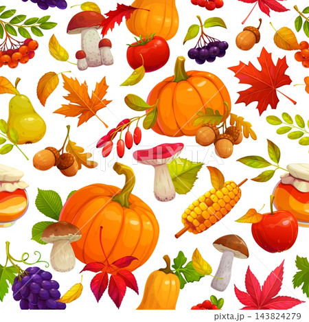 Autumn fall leaves seamless pattern, texture print 143824279