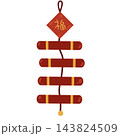 Hanging red Chinese firecrackers with Fu symbol 143824509