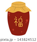 Red Chinese wine jar with Fu character 143824512