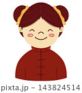 Cute Chinese girl character wearing red Cheongsam 143824514
