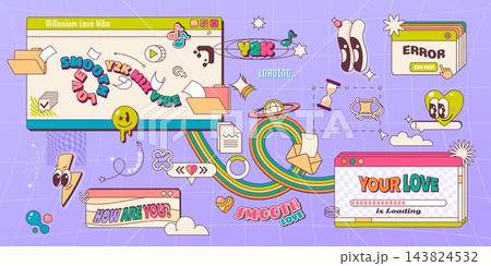 8 bit Y2K computer browser windows retro interface 143824532