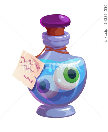 Cartoon Halloween potion bottle with eyeballs 143824556