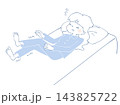 横になると足がしびれる女性のイラスト 143825722