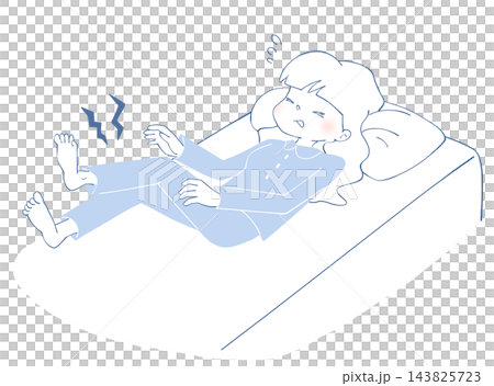 夜中に脚がつって目が覚める女性のイラスト 夜中に脚がつって目が覚める女性のイラスト 143825723
