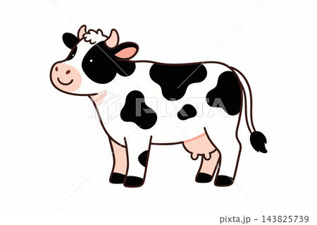 Cute Dairy Cow Cartoon Vector Illustration Cute Dairy Cow Cartoon Vector Illustration 143825739
