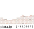 画面下部にランダムな高さで積まれた淡いベージュのレンガがおしゃれな背景素材 143826675