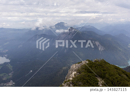 Mountain panorama fromHerzogstand mountain in Bavaria, Germany Mountain panorama fromHerzogstand mountain in Bavaria, Germany 143827115