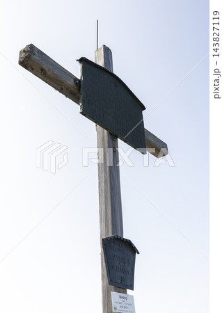 Summit cross Hochmiesing mountain, Bavaria, Germany 143827119