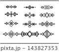 中華風の黒い伝統紋様と幾何学的なあしらいイラスト素材セット 143827353