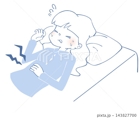 腹痛で苦しそうな女性のイラスト 腹痛で苦しそうな女性のイラスト 143827700