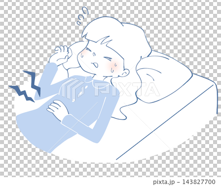 腹痛で苦しそうな女性のイラスト 腹痛で苦しそうな女性のイラスト 143827700