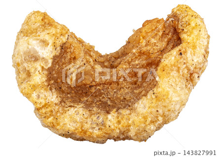 pile crispy pork rinds isolated on white background 143827991