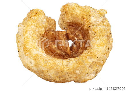 pile crispy pork rinds isolated on white background pile crispy pork rinds isolated on white background 143827993