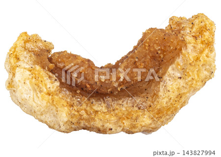 pile crispy pork rinds isolated on white background pile crispy pork rinds isolated on white background 143827994
