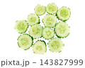 pile sliced cucumber isolated on white background 143827999