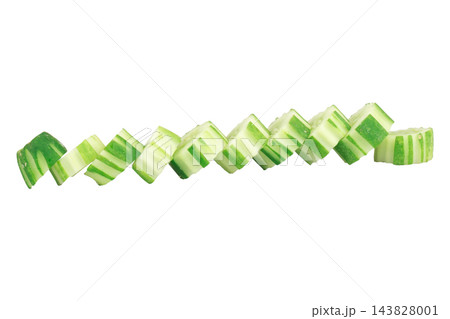 pile sliced cucumber isolated on white background pile sliced cucumber isolated on white background 143828001