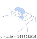 横になると息苦しい女性のイラスト 143828016