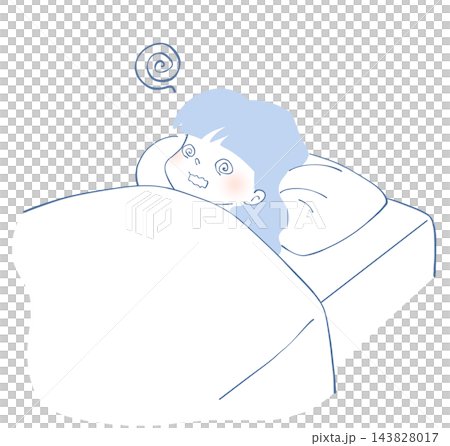 An illustration of a woman who feels dizzy when she lies down. An illustration of a woman who feels dizzy when she lies down. 143828017