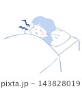 寝ながら歯ぎしりをする女性のイラスト 143828019