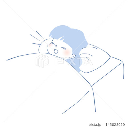 寝ながら咳をする女性のイラスト 寝ながら咳をする女性のイラスト 143828020