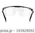 Protective clear plastic safety glasses back view Protective clear plastic safety glasses back view 143828092