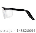 Side profile of clear plastic safety glasses Side profile of clear plastic safety glasses 143828094