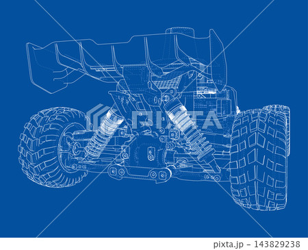 blueprint of off-road vehicle chassis. Vector blueprint of off-road vehicle chassis. Vector 143829238