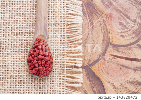 Seeds of achiote, originating from central america and parts of south america is used to season food Seeds of achiote, originating from central america and parts of south america is used to season food 143829472