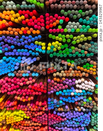 Colorful arrangement of art supplies showcasing vibrant hues Colorful arrangement of art supplies showcasing vibrant hues 143829967