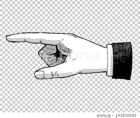 左を指差す手のアンティーク風ペン画イラスト(マニキュール) 左を指差す手のアンティーク風ペン画イラスト(マニキュール) 143830083