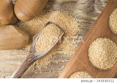 amaranth beans in bowl, on rustic wooden background amaranth beans in bowl, on rustic wooden background 143830312