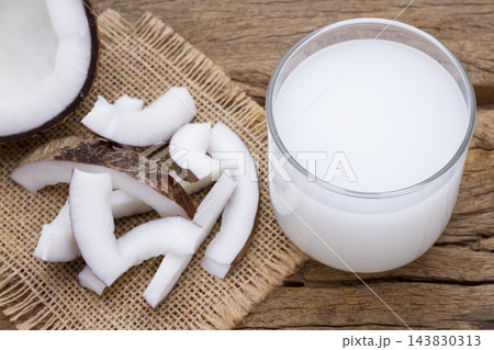 delicious pieces of coconut on the table 143830313
