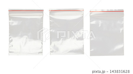 Empty clear plastic ziplock bags for storage 143831628