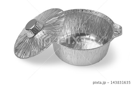 Round aluminum foil food container with matching lid Round aluminum foil food container with matching lid 143831635