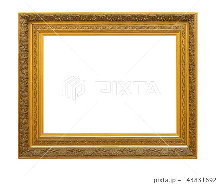 Ornate antique gold picture frame with baroque relief border Ornate antique gold picture frame with baroque relief border 143831692
