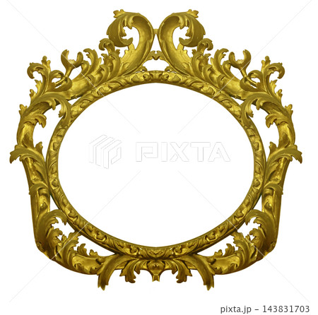 Ornate gold baroque oval frame on transparent background Ornate gold baroque oval frame on transparent background 143831703