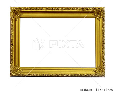 Gold ornate antique frame with baroque corner details Gold ornate antique frame with baroque corner details 143831720