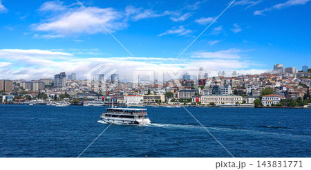 Istanbul bosphorus ferry navigating urban cityscape Istanbul bosphorus ferry navigating urban cityscape 143831771