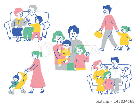 子どもと一緒に過ごす家族の生活シーン_色 143834569