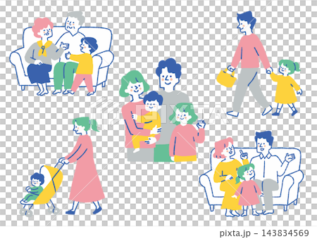 子どもと一緒に過ごす家族の生活シーン_色 143834569