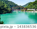 黒部峡谷トロッコ電車から望む、うなづき湖と湖面橋 黒部峡谷トロッコ電車から望む、うなづき湖と湖面橋 143836536