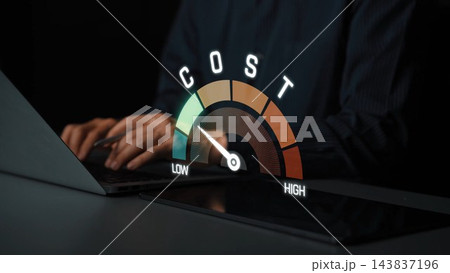 Expense control gauge showing low to high spending level Marrow 143837196