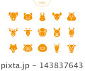 色々な種類の動物　アイコン ピクトグラム　ベクター イラスト　セット 143837643