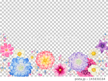 秋季花卉植物,背景邊框,水彩插圖 秋季花卉植物,背景邊框,水彩插圖 143838184