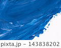 青い絵の具の飛び散りと塗りムラを表現した抽象アートテクスチャー. 143838202