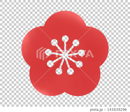 吉祥的紅色梅花，日式梅花圖示插圖，為早春增添色彩。 143839296