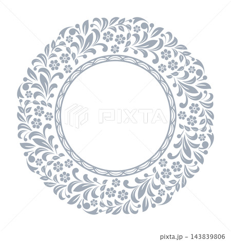 Decorative frame Elegant vector element for design in Eastern style, place for text. Floral gray and white frame. Lace illustration for invitations and greeting cards Decorative frame Elegant vector element for design in Eastern style, place for text. Floral gray and white frame. Lace illustration for invitations and greeting cards 143839806