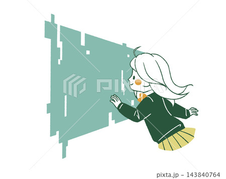 デジタル画面に向き合う女子生徒-4色 デジタル画面に向き合う女子生徒-4色 143840764