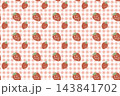 いちごとピンクのギンガムチェックのかわいい背景パターン素材 143841702