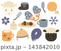 組み合わせて使える、冬の手書きイラスト素材セット3 143842010
